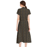 Candy Corn Drawstring Waist A-line Flared Midi Dress - Objet D'Art