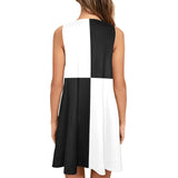 Black and White Sleeveless A-Line Pocket Dress - Objet D'Art