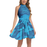 Ruffle Hem Belted Halter Dress - Objet D'Art