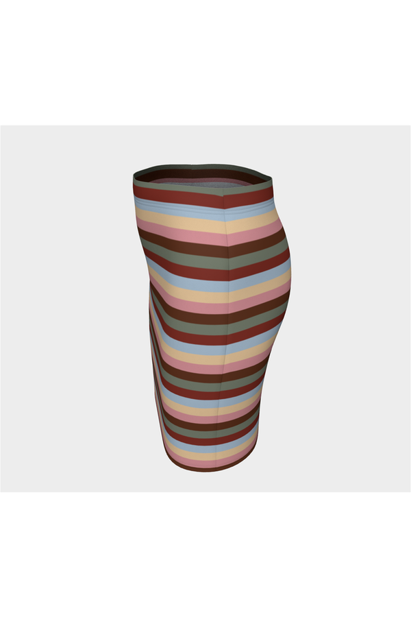 Autumn Striped Fitted Skirt - Objet D'Art