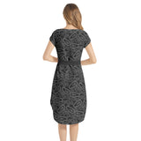 Coffin Print Notched Neck Belted Dress - Objet D'Art