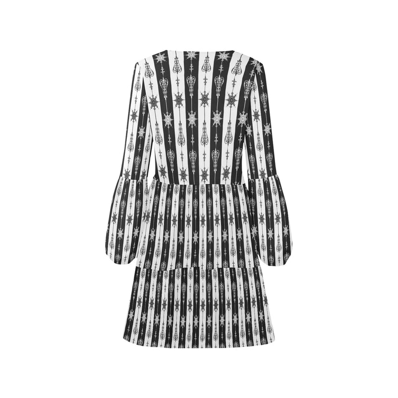 arrow bw print 5 V-Neck Loose Fit Dress (Model D62) - Objet D'Art