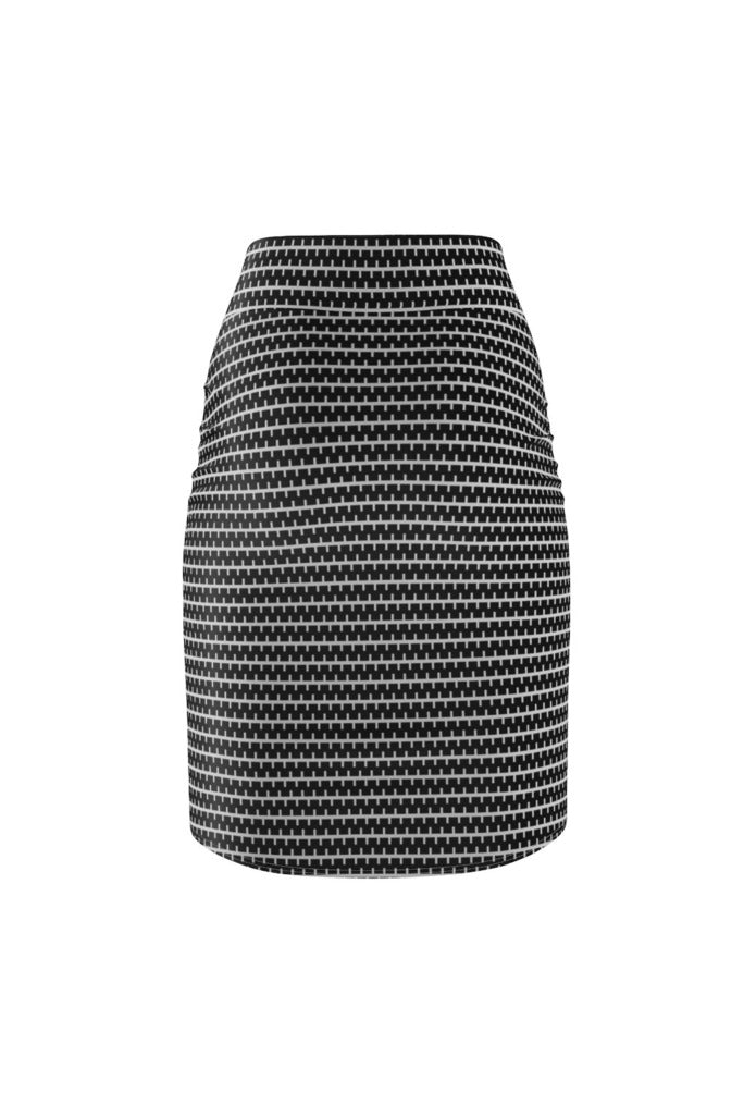 Black and White Striped Women's Pencil Skirt - Objet D'Art