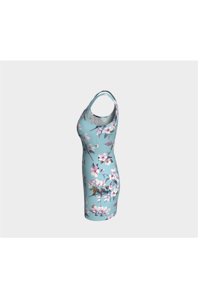 Baby Blue Floral Bodycon Dress - Objet D'Art