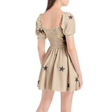 Puff Sleeve Sweetheart Neck Short Dress - Objet D'Art