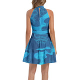 Ruffle Hem Belted Halter Dress - Objet D'Art