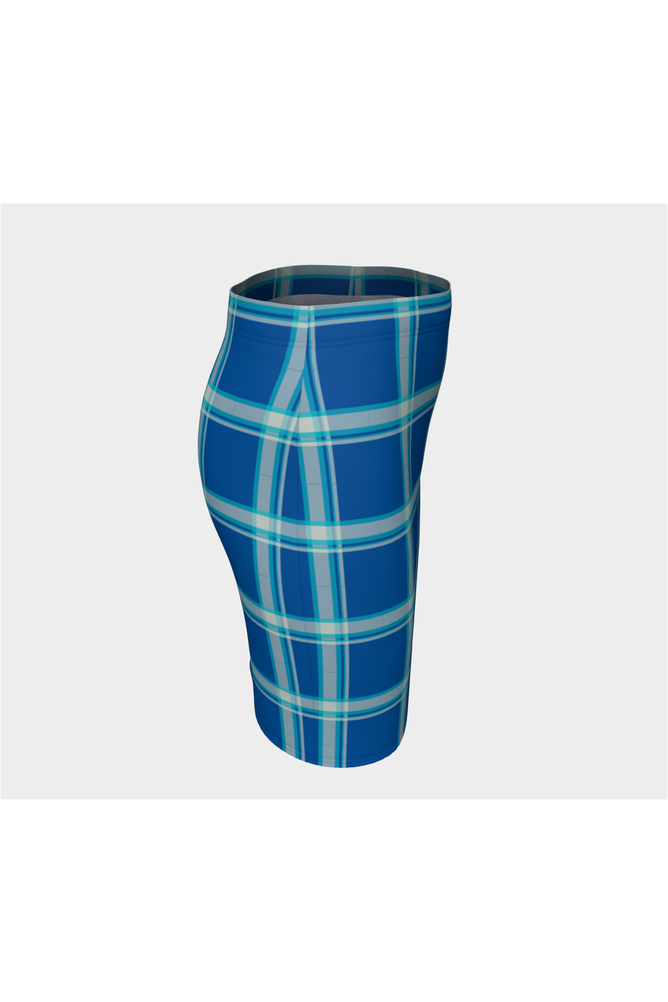 Tranquil Blue Plaid Fitted Skirt - Objet D'Art