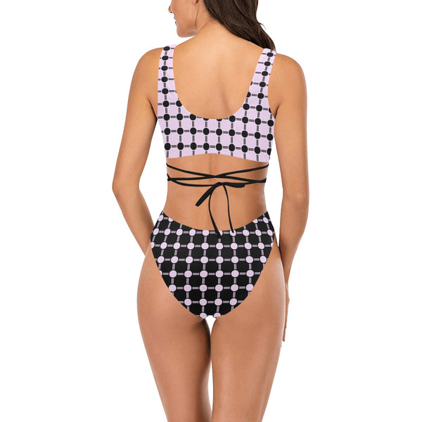 lav 3 print 3A Cross String Bikini Set (Model S29) - Objet D'Art