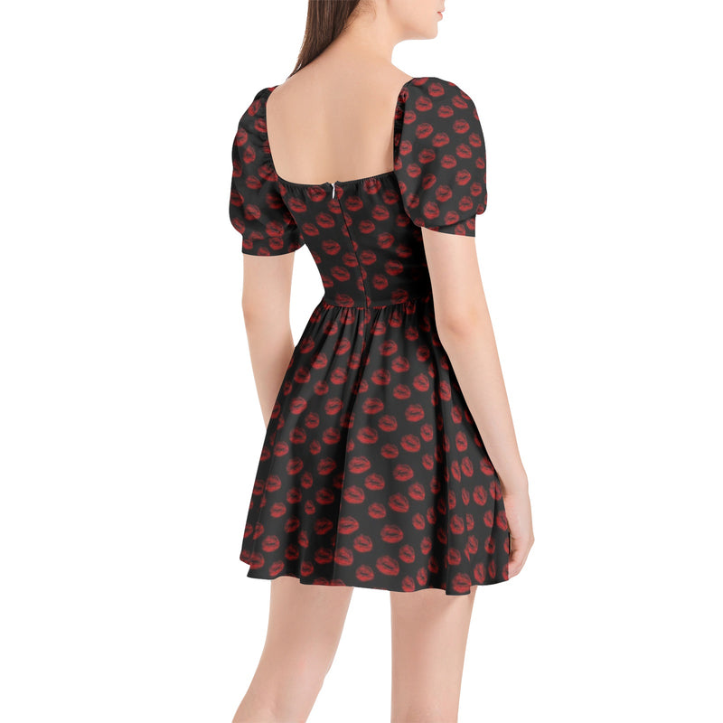 Puff Sleeve Sweetheart Neck Short Dress - Objet D'Art