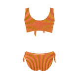 mandala striped red yellow orange Bow Tie Front Bikini Swimsuit (Model S38) - Objet D'Art