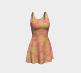 Dark Pink and Green Flare Dress - Objet D'Art