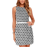 circle black print 3 Eos Women's Sleeveless Dress (Model D01) - Objet D'Art