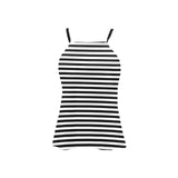 bw thin striped print 3 Loose Fit Halter Neck Top (Model T68) - Objet D'Art
