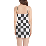 Piebald Pixels Sleeveless Square Neckline Spaghetti Strap Mini Dress - Objet D'Art