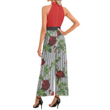 Halter Neck Buckle Belted Jumpsuit - Objet D'Art