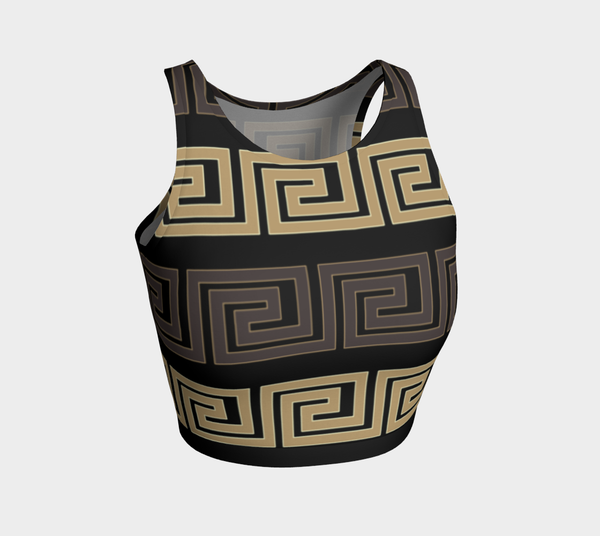 Earthtone Greek Key Athletic Crop Top - Objet D'Art