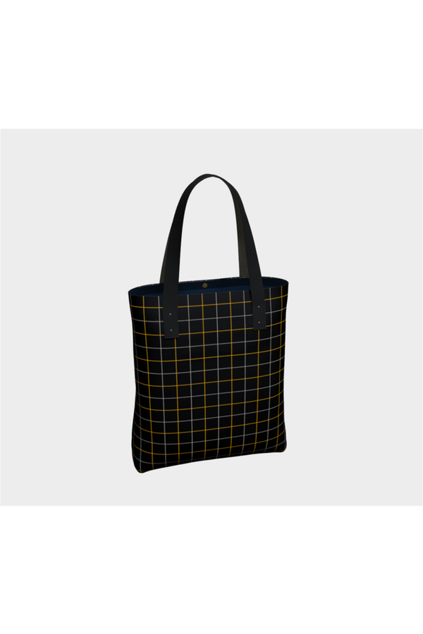 Black & Gold Tattersall Tote Bag - Objet D'Art