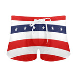 stars and stripes stripe horizontal print Men's Swim Trunks with Zipper Pocket (Model L71) - Objet D'Art