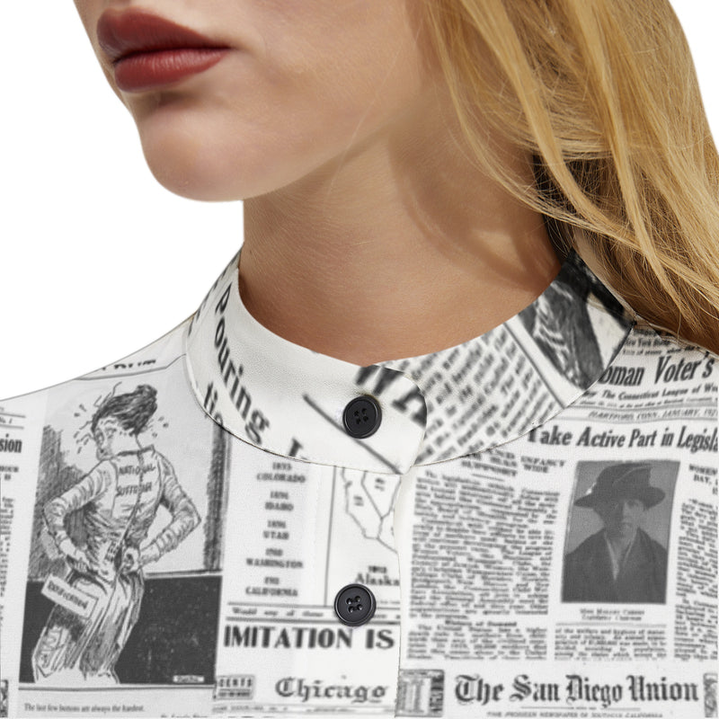 Women's Suffrage Commemorative Long Sleeve Button Up Casual Shirt Top - Objet D'Art