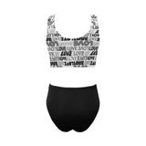 black solid print skirt Chest Bowknot Bikini Swimsuit (Model S33) - Objet D'Art