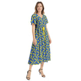 Flutter Sleeve Drawstring Waist Flared Dress - Objet D'Art