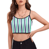 striped print 15A Women's Spaghetti Strap Crop Top (Model T67) - Objet D'Art