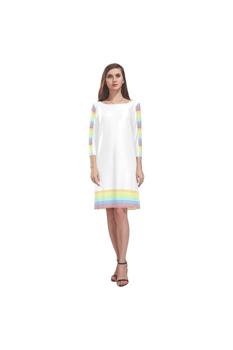 Rainbow Accent Rhea Loose Round Neck Dress - Objet D'Art