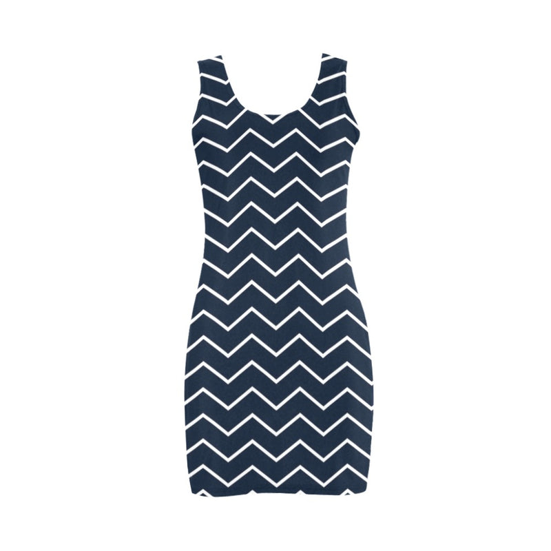 chevron dark blue print 2 Medea Vest Dress (Model D06) - Objet D'Art