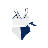 white solid print addsart Knot Side Bikini Swimsuit (Model S37) - Objet D'Art