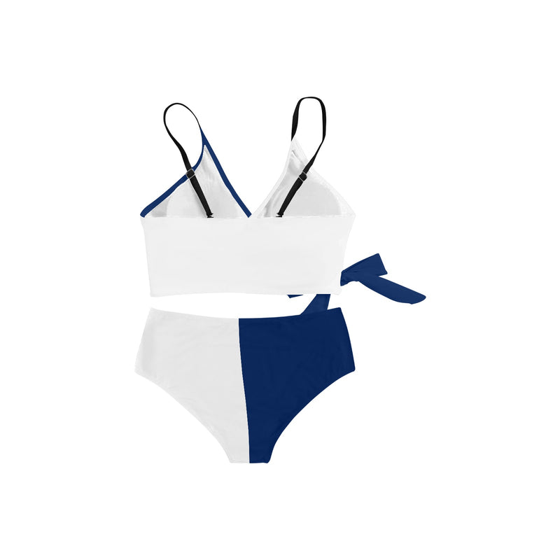 white solid print addsart Knot Side Bikini Swimsuit (Model S37) - Objet D'Art