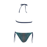 bronze print 2 swimsuit Buckle Front Halter Bikini Swimsuit (Model S08) - Objet D'Art