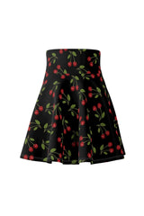 Cherry Print Women's Skater Skirt - Objet D'Art
