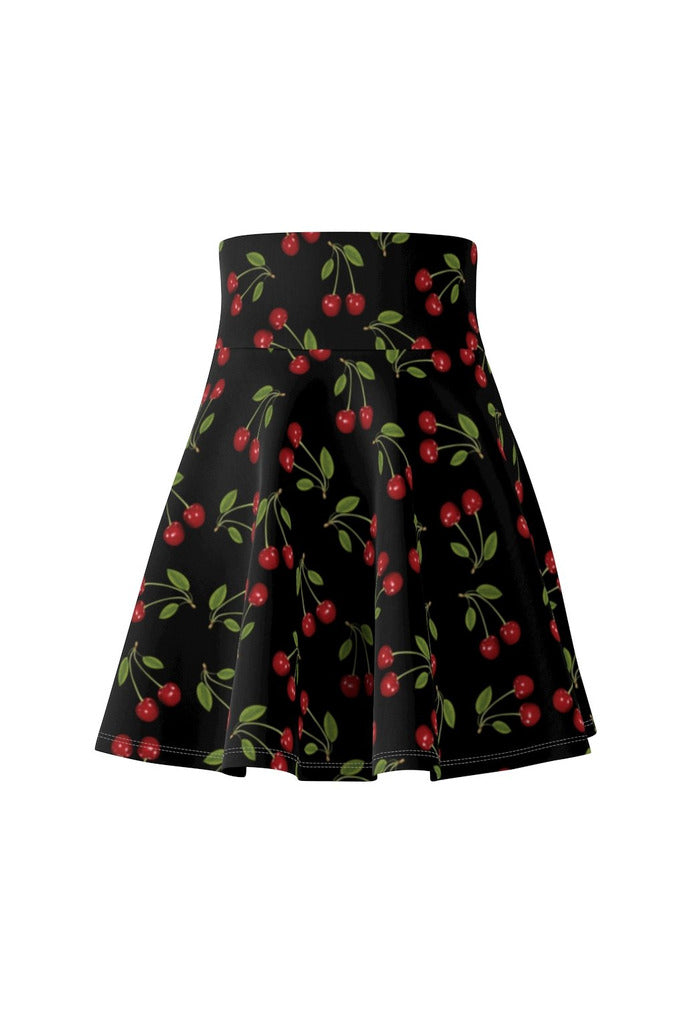 Cherry Print Women's Skater Skirt - Objet D'Art