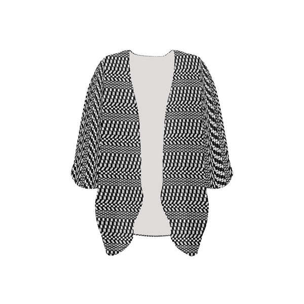 striped geo print 5C Women's Kimono Chiffon Cover Up (Model H51) - Objet D'Art