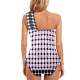 lav 3 print 3A Women's One Shoulder Backless Swimsuit (Model S44) - Objet D'Art