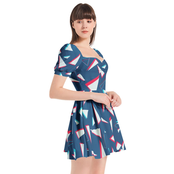 Puff Sleeve Sweetheart Neck Short Dress - Objet D'Art