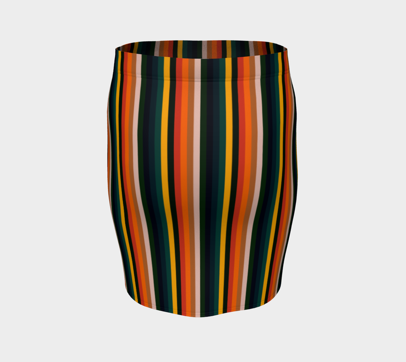 Vintage Striped Fitted Skirt - Objet D'Art
