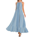 Ruffle Hem Halter Neck Maxi Dress - Objet D'Art