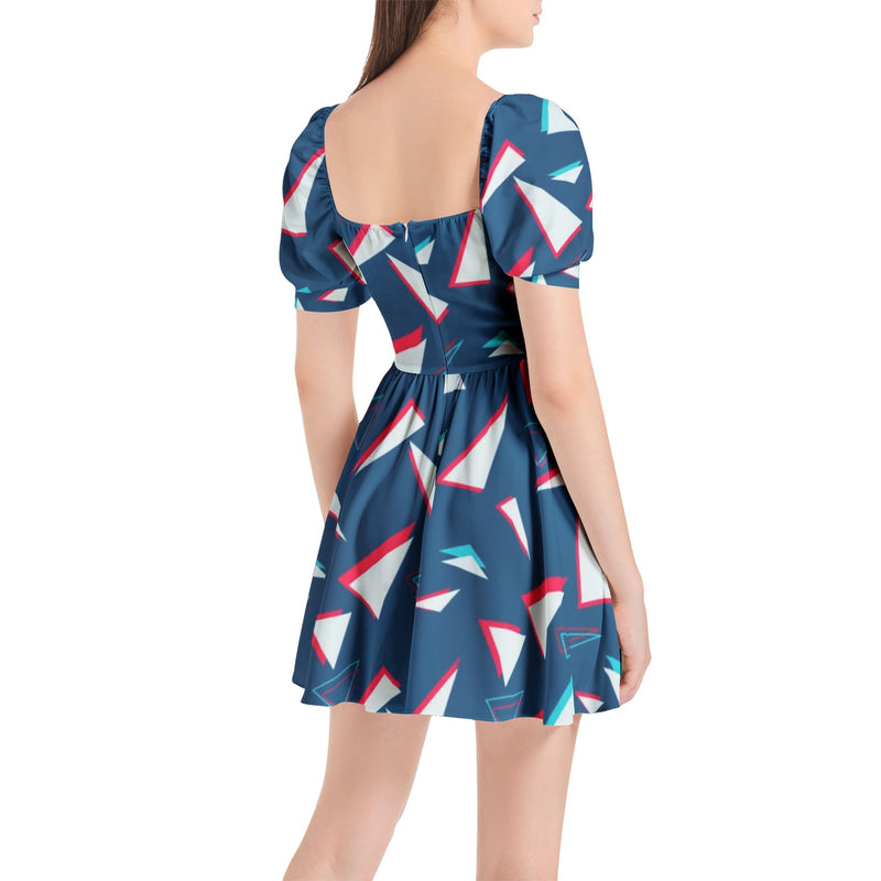 Puff Sleeve Sweetheart Neck Short Dress - Objet D'Art