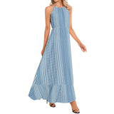 Ruffle Hem Halter Neck Maxi Dress - Objet D'Art