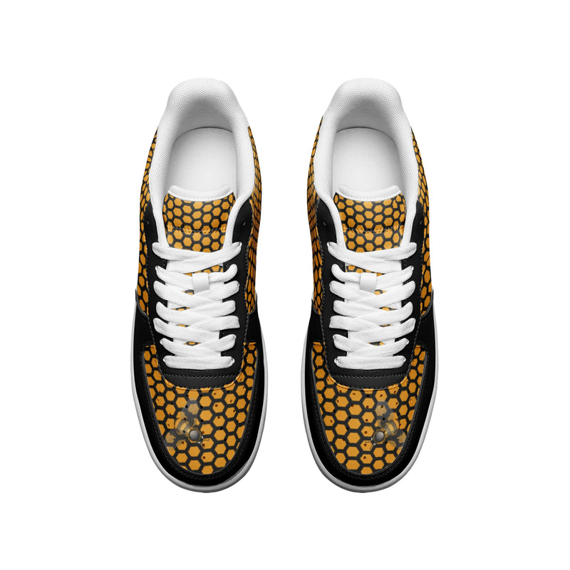 Bee Awesom Unisex Low Top Leather Sneakers - Objet D'Art