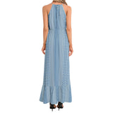 Ruffle Hem Halter Neck Maxi Dress - Objet D'Art