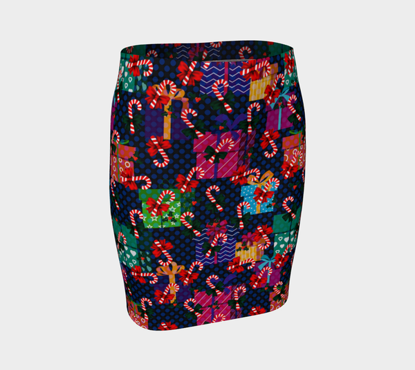 Candy Canes & Gifts Fitted Skirt - Objet D'Art