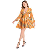 Lantern Sleeve Deep V-Neck Short Dress - Objet D'Art