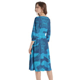 Boat Neck Belted Flared Dress - Objet D'Art