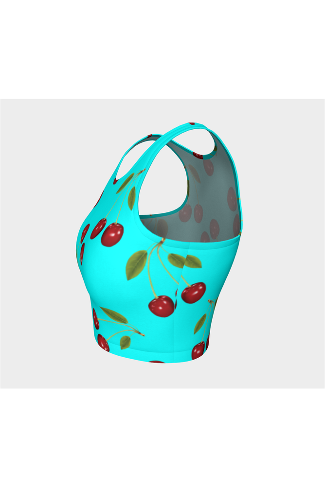 Cherry Print Athletic Crop Top - Objet D'Art