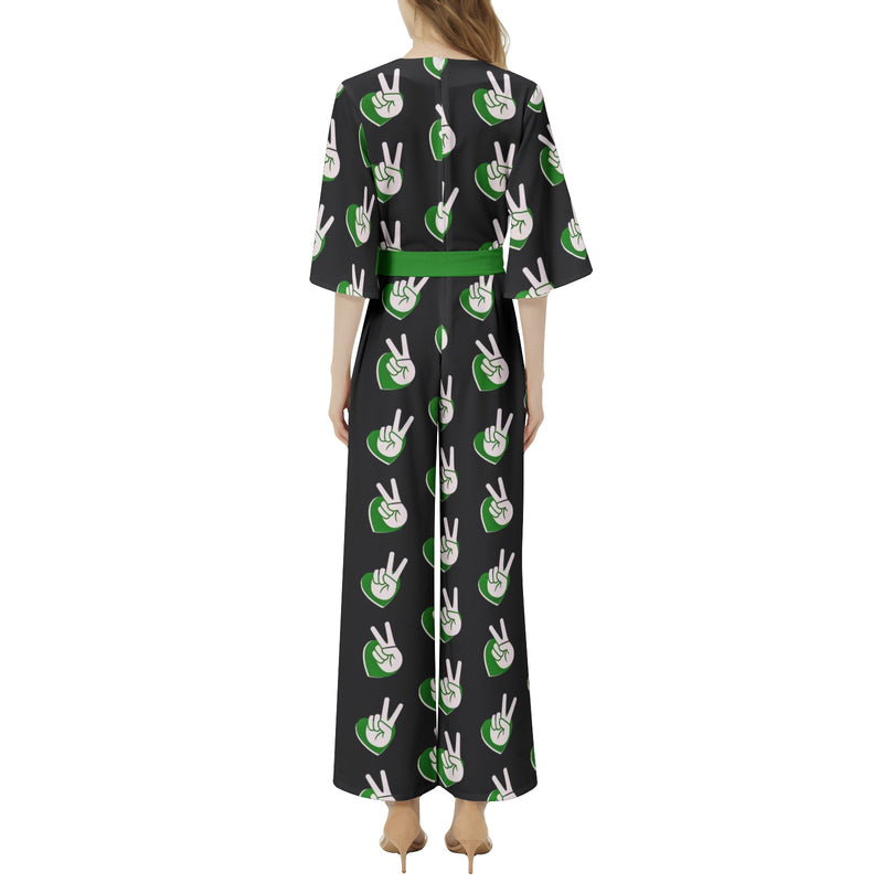 Dolman Sleeve Belted Wide Leg Jumpsuit - Objet D'Art