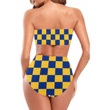barbados checkered Chest Wrap Bikini Swimsuit (Model S36) - Objet D'Art