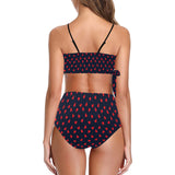 scattered hearts print 4 Knot Side Bikini Swimsuit (Model S37) - Objet D'Art