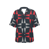 red gray black print 5A All Over Print Hawaiian Shirt for Women (Model T58) - Objet D'Art